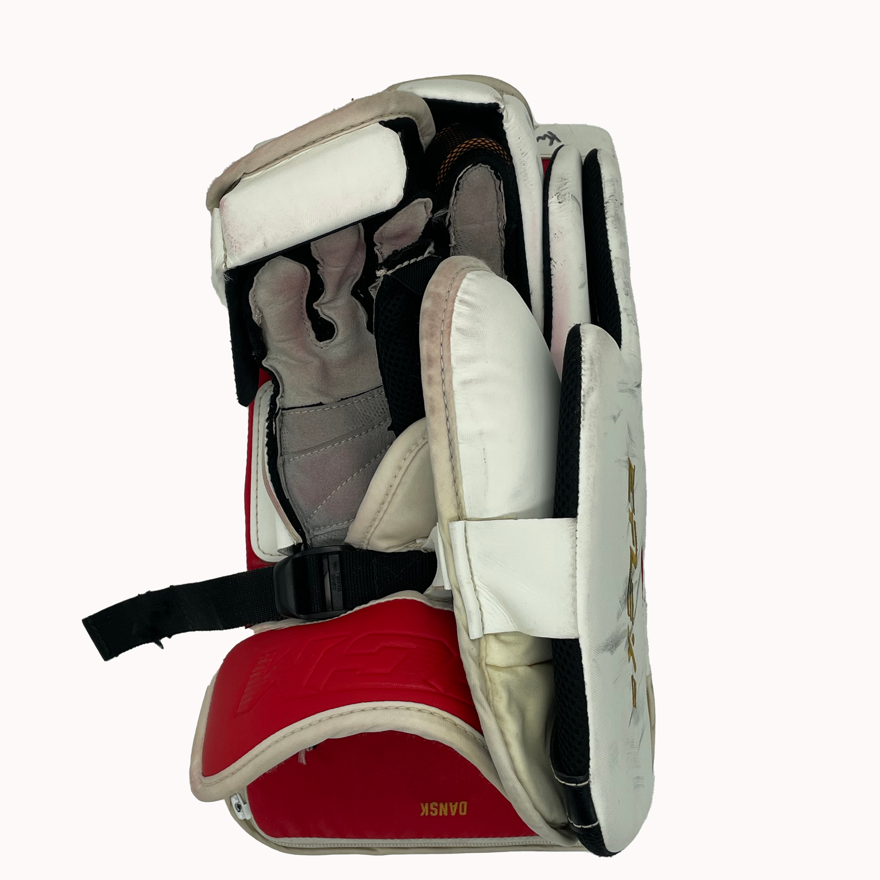 CCM Extreme Flex 5 - Ensemble de gardien de but Pro Stock d'occasion (blanc/rouge/jaune)
